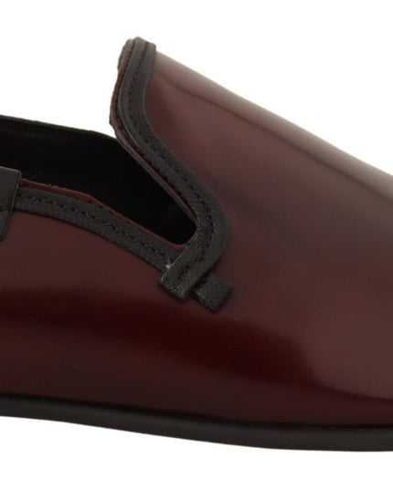 Dolce & Gabbana Bordeaux Patent Leather Dress Loafers Shoes