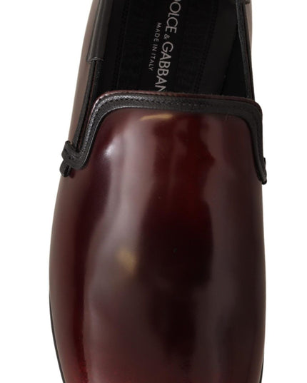 Dolce & Gabbana Bordeaux Patent Leather Dress Loafers Shoes