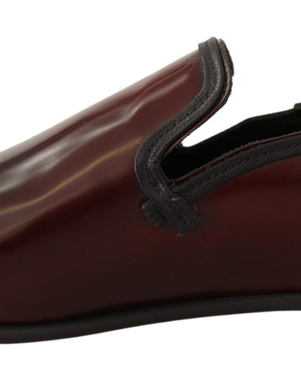 Dolce & Gabbana Bordeaux Patent Leather Dress Loafers Shoes