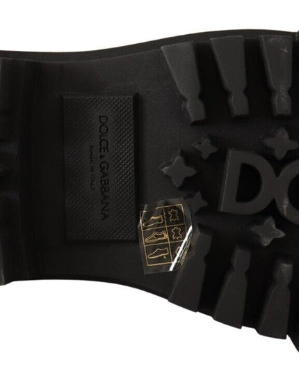 Dolce & Gabbana Black Leather Studded Combat Boots