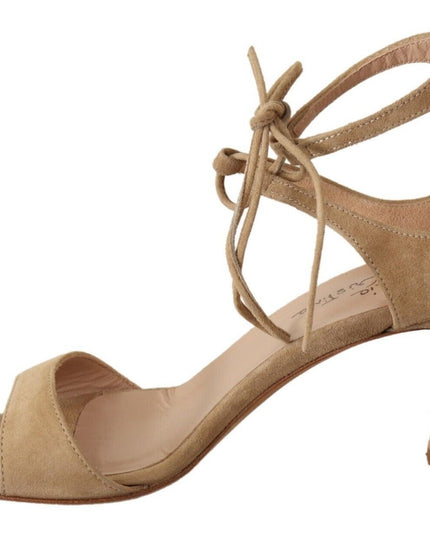Maria Christina Beige Suede Leather Ankle Strap Pumps Shoes