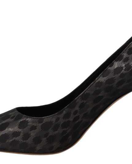 Sofia Black Leopard Leather Stiletto High Heels Pumps Shoes