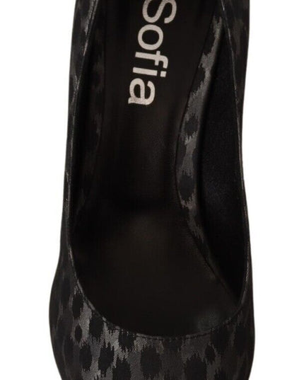 Sofia Black Leopard Leather Stiletto High Heels Pumps Shoes