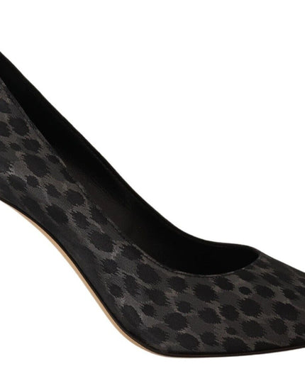 Sofia Black Leopard Leather Stiletto High Heels Pumps Shoes