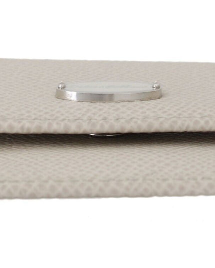 Dolce & Gabbana White Dauphine Leather Holder Pocket Wallet Condom Case