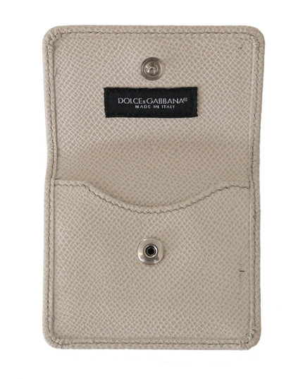 Dolce & Gabbana White Dauphine Leather Holder Pocket Wallet Condom Case