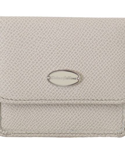 Dolce & Gabbana White Dauphine Leather Holder Pocket Wallet Condom Case