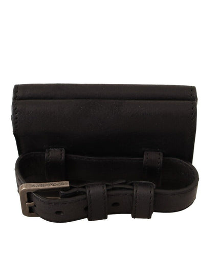 Dolce & Gabbana Black Leather Trifold Purse Belt Strap Multi Kit Wallet
