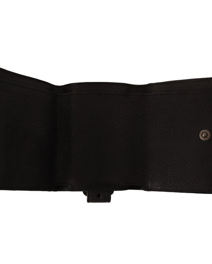 Dolce & Gabbana Black Leather Trifold Purse Belt Strap Multi Kit Wallet