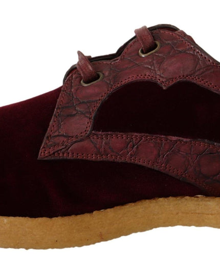 Dolce & Gabbana Bordeaux Velvet Exotic Leather Shoes