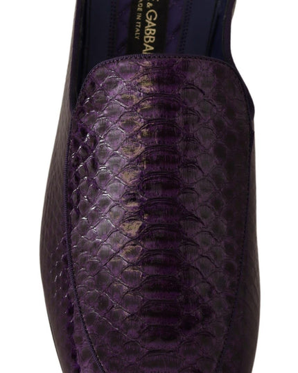 Dolce & Gabbana Purple Exotic Leather Flats Slides Shoes