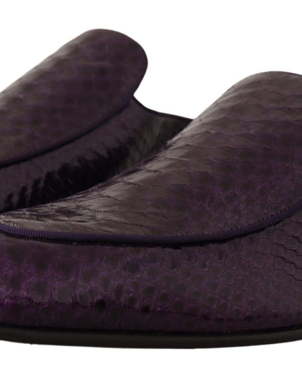 Dolce & Gabbana Purple Exotic Leather Flats Slides Shoes