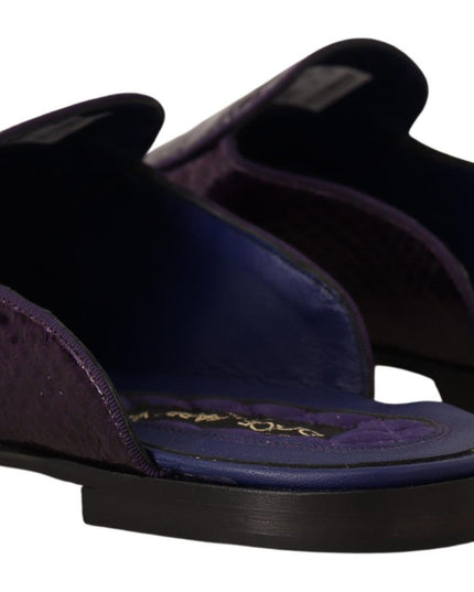 Dolce & Gabbana Purple Exotic Leather Flats Slides Shoes