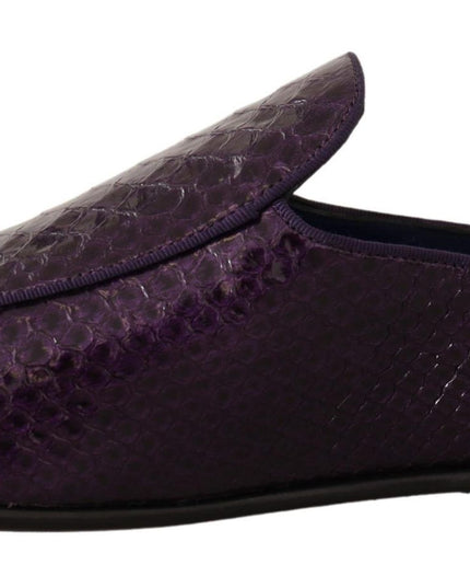 Dolce & Gabbana Purple Exotic Leather Flats Slides Shoes