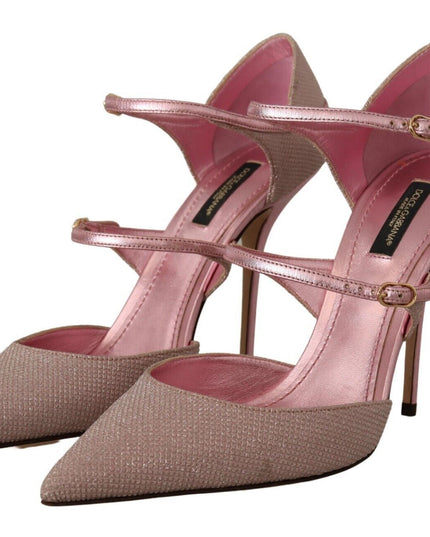 Dolce & Gabbana Pink Glittered Strappy Sandals Mary Jane Shoes