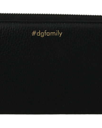 Dolce & Gabbana Black Leather #DGFAMILY Zipper Continental Mens Wallet
