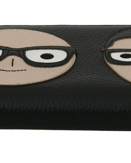 Dolce & Gabbana Black Leather #DGFAMILY Zipper Continental Mens Wallet