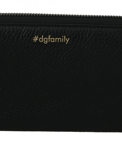 Dolce & Gabbana Black Red Leather #DGFAMILY Zipper Continental Wallet