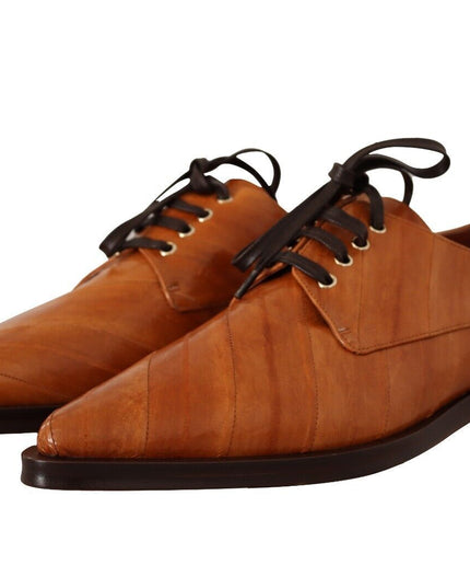 Dolce & Gabbana Brown Eel Leather Lace Up Formal Shoes