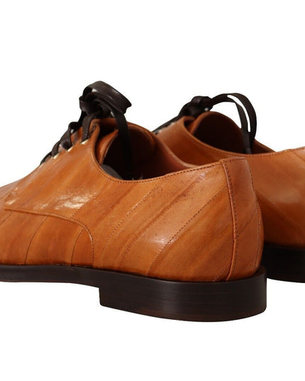 Dolce & Gabbana Brown Eel Leather Lace Up Formal Shoes