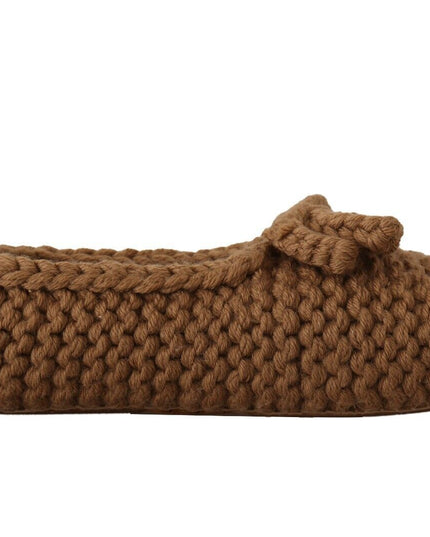 Dolce & Gabbana Brown Slip On Ballerina Flats Wool Knit Shoes