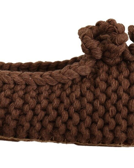 Dolce & Gabbana Brown Slip On Ballerina Flats Wool Knit Shoes