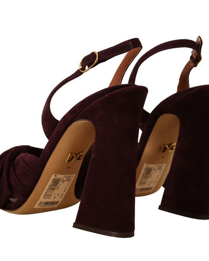 Dolce & Gabbana Dark Purple Suede Ankle Strap Sandals Shoes