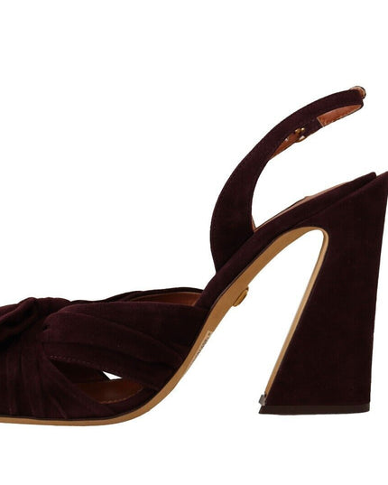 Dolce & Gabbana Dark Purple Suede Ankle Strap Sandals Shoes