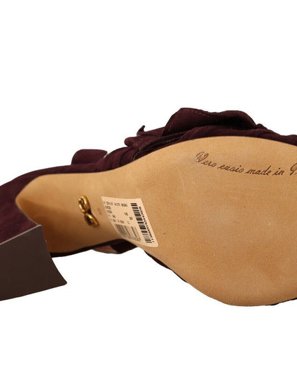 Dolce & Gabbana Dark Purple Suede Ankle Strap Sandals Shoes