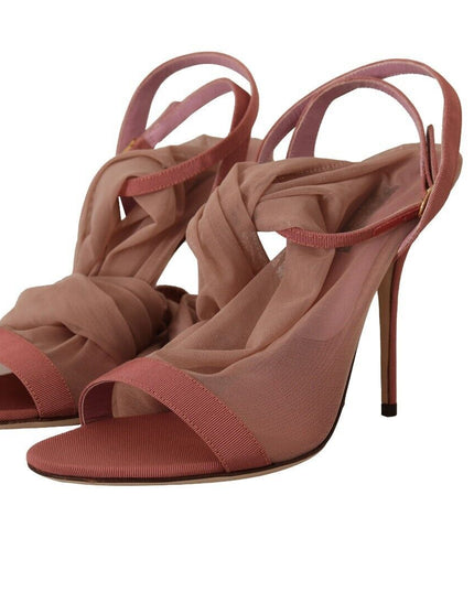 Dolce & Gabbana Pink Tulle Stretch Ankle Strap Sandals Shoes