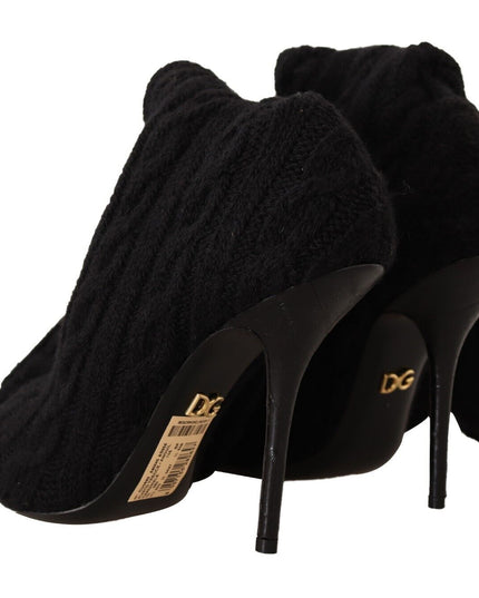 Dolce & Gabbana Black Stretch Socks Knee High Booties Shoes