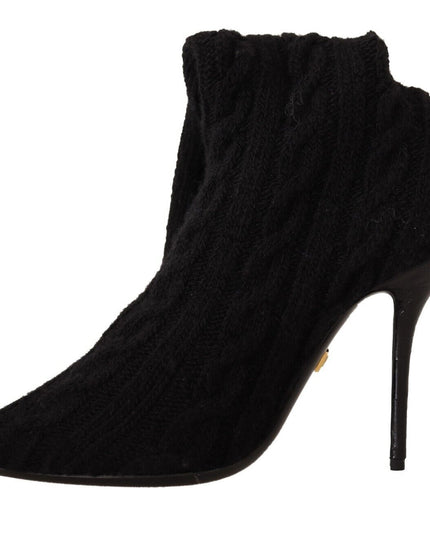 Dolce & Gabbana Black Stretch Socks Knee High Booties Shoes