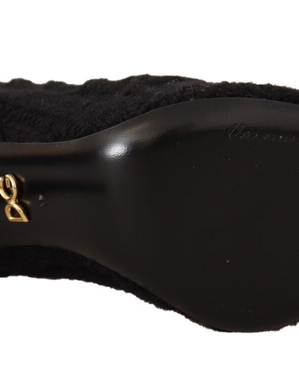 Dolce & Gabbana Black Stretch Socks Knee High Booties Shoes