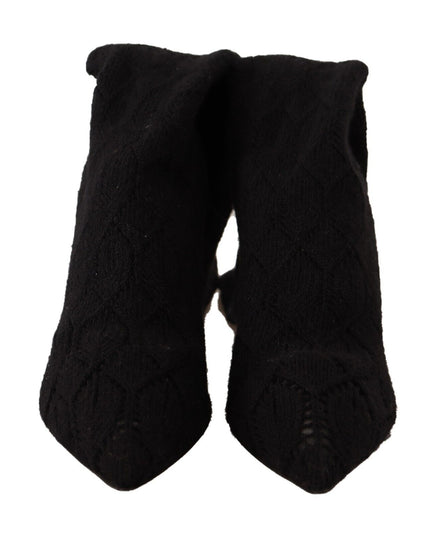 Dolce & Gabbana Black Stretch Socks Knee High Booties Shoes