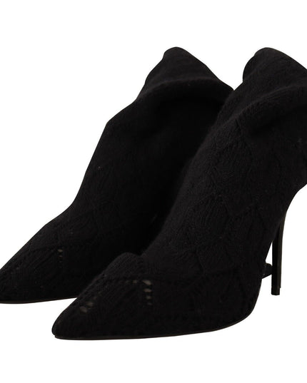 Dolce & Gabbana Black Stretch Socks Knee High Booties Shoes