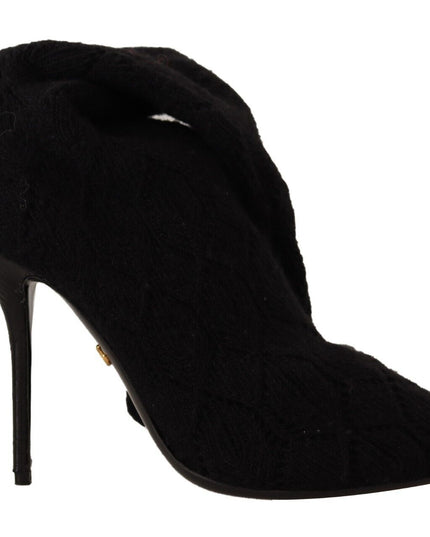 Dolce & Gabbana Black Stretch Socks Knee High Booties Shoes