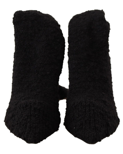 Dolce & Gabbana Black Stretch Socks Knee High Booties Shoes