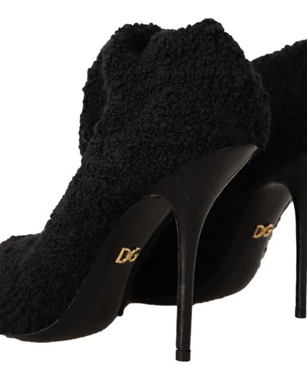 Dolce & Gabbana Black Stretch Socks Knee High Booties Shoes