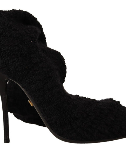 Dolce & Gabbana Black Stretch Socks Knee High Booties Shoes