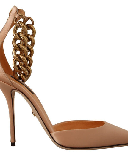 Dolce & Gabbana Beige Ankle Chain Strap High Heels Pumps Shoes