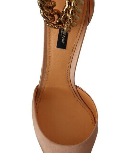 Dolce & Gabbana Beige Ankle Chain Strap High Heels Pumps Shoes