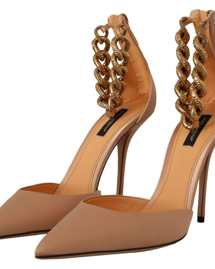Dolce & Gabbana Beige Ankle Chain Strap High Heels Pumps Shoes