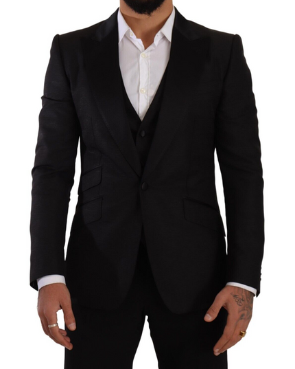Dolce & Gabbana Black Slim Fit 2 Piece SICILIA Blazer