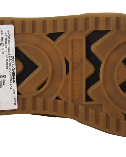 Dolce & Gabbana Black White Fabric Lace Up NS1 Sneakers