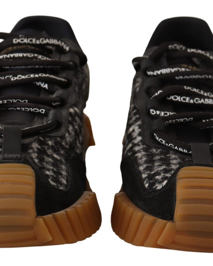 Dolce & Gabbana Black White Fabric Lace Up NS1 Sneakers