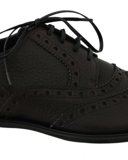 Dolce & Gabbana Brown Leather Wingtip Derby Formal Shoes