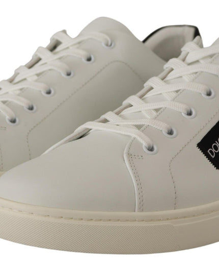 Dolce & Gabbana White Black Leather Low Shoes Sneakers