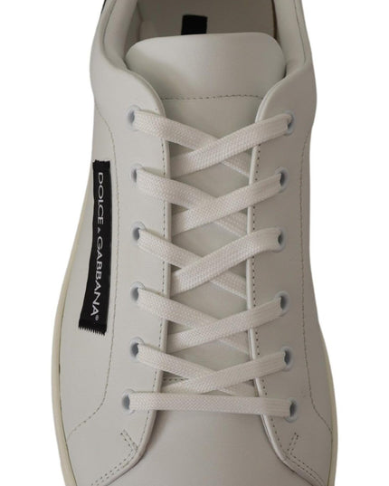 Dolce & Gabbana White Black Leather Low Shoes Sneakers