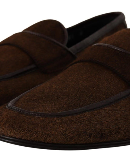 Dolce & Gabbana Shoes Dress Loafers Brown Leather Slip Shoes