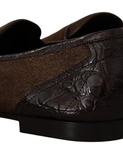 Dolce & Gabbana Shoes Dress Loafers Brown Leather Slip Shoes